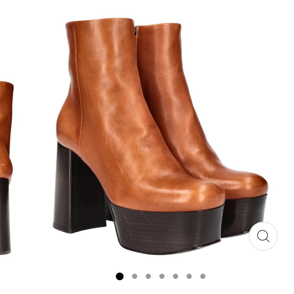 Prada Tan Leather Platform Ankle Boots